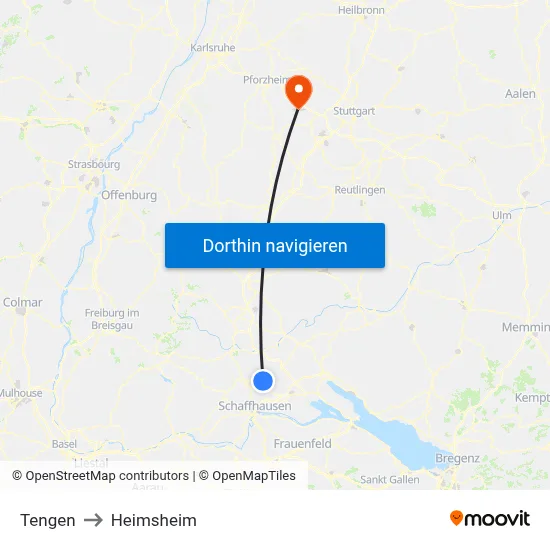 Tengen to Heimsheim map