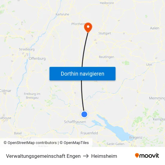 Verwaltungsgemeinschaft Engen to Heimsheim map