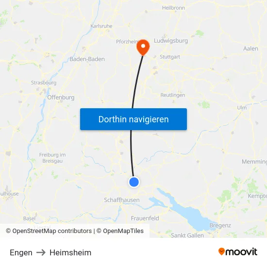 Engen to Heimsheim map