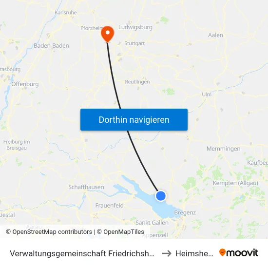 Verwaltungsgemeinschaft Friedrichshafen to Heimsheim map