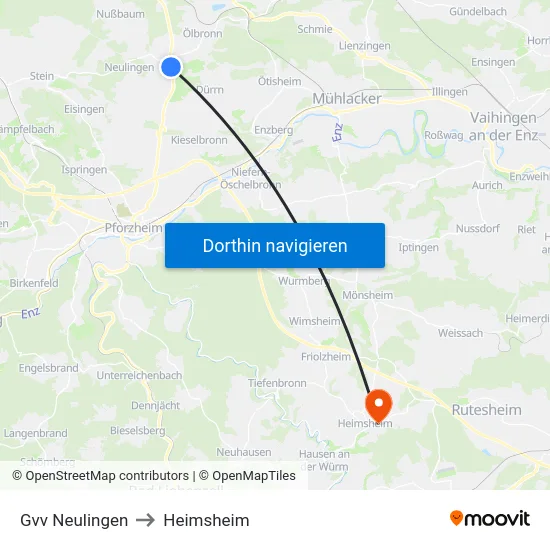 Gvv Neulingen to Heimsheim map