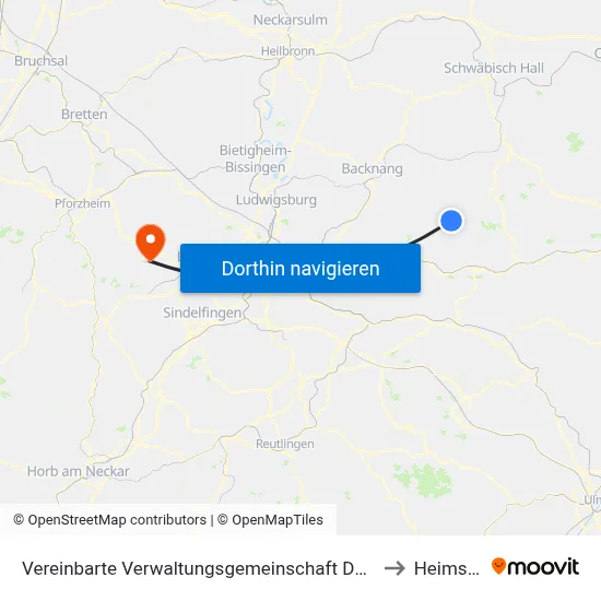 Vereinbarte Verwaltungsgemeinschaft Der Stadt Welzheim to Heimsheim map