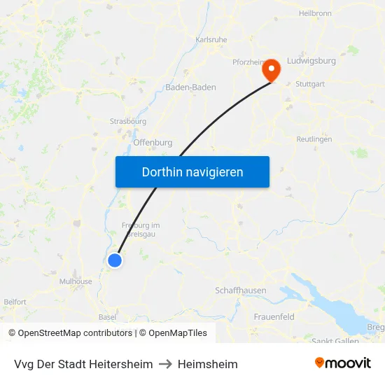 Vvg Der Stadt Heitersheim to Heimsheim map