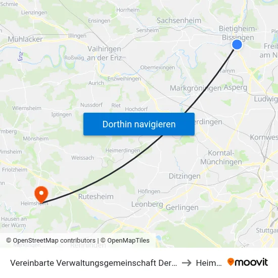 Vereinbarte Verwaltungsgemeinschaft Der Stadt Bietigheim-Bissingen to Heimsheim map