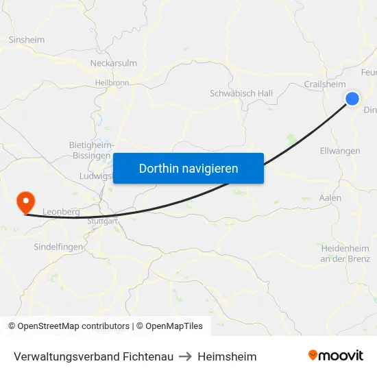Verwaltungsverband Fichtenau to Heimsheim map