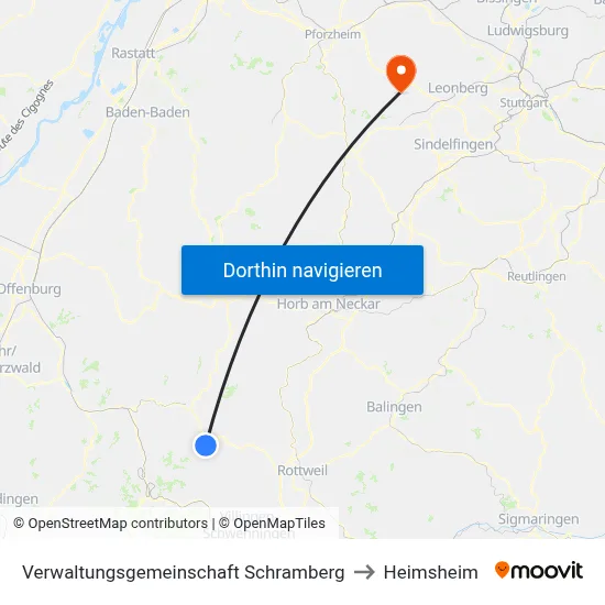 Verwaltungsgemeinschaft Schramberg to Heimsheim map