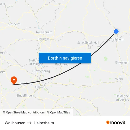Wallhausen to Heimsheim map