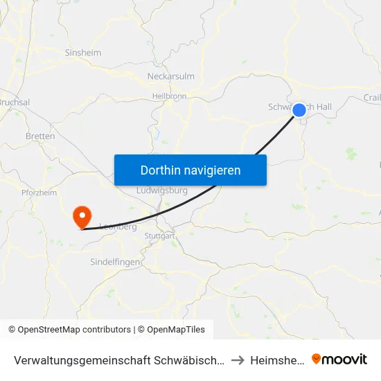 Verwaltungsgemeinschaft Schwäbisch Hall to Heimsheim map