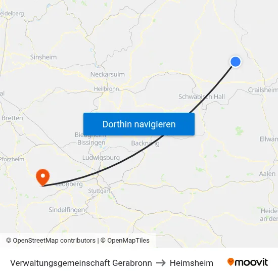 Verwaltungsgemeinschaft Gerabronn to Heimsheim map