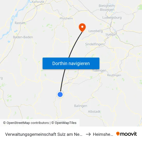 Verwaltungsgemeinschaft Sulz am Neckar to Heimsheim map