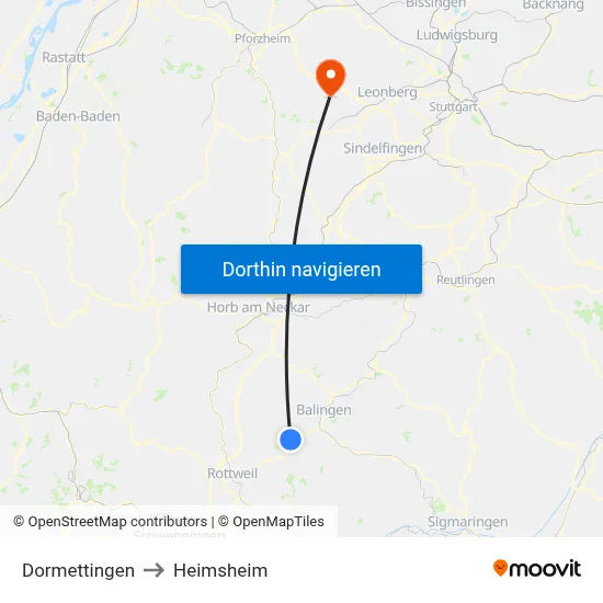 Dormettingen to Heimsheim map