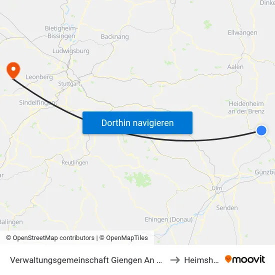Verwaltungsgemeinschaft Giengen An Der Brenz to Heimsheim map