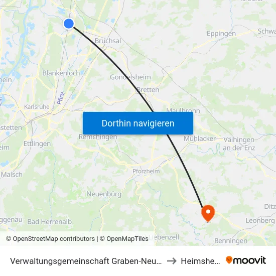 Verwaltungsgemeinschaft Graben-Neudorf to Heimsheim map