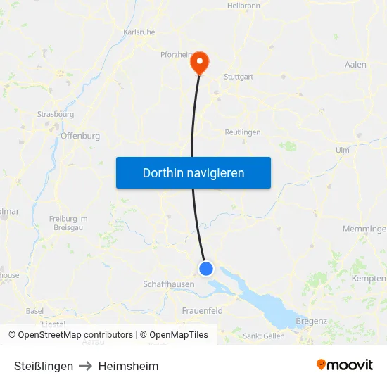 Steißlingen to Heimsheim map