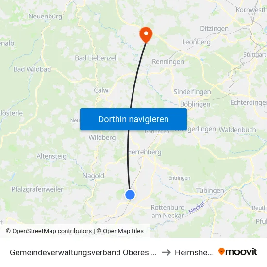 Gemeindeverwaltungsverband Oberes Gäu to Heimsheim map