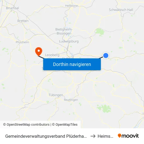 Gemeindeverwaltungsverband Plüderhausen-Urbach to Heimsheim map