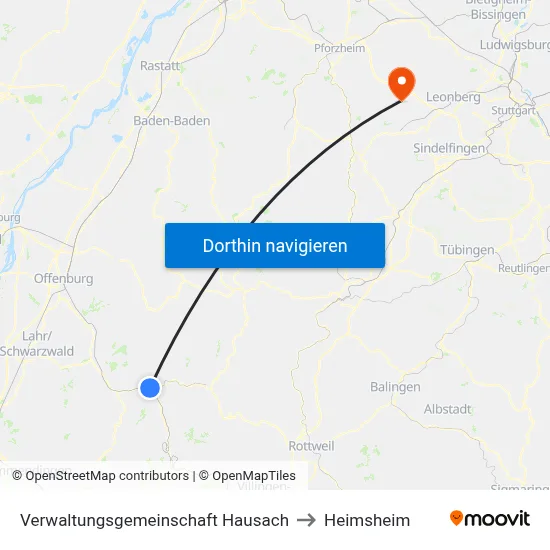 Verwaltungsgemeinschaft Hausach to Heimsheim map