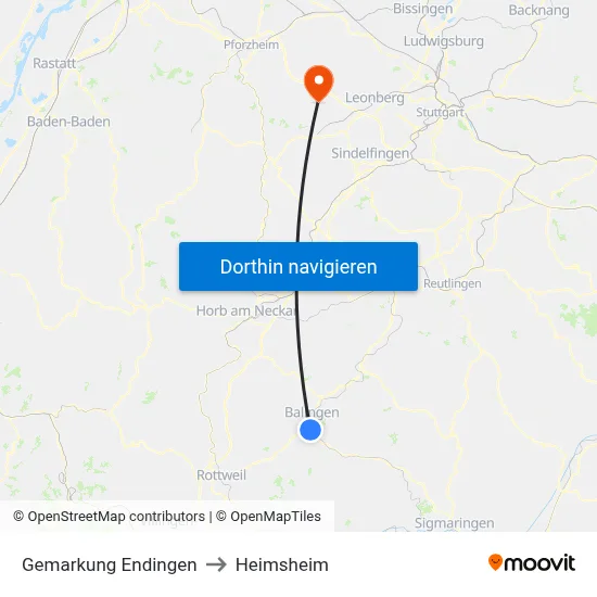 Gemarkung Endingen to Heimsheim map