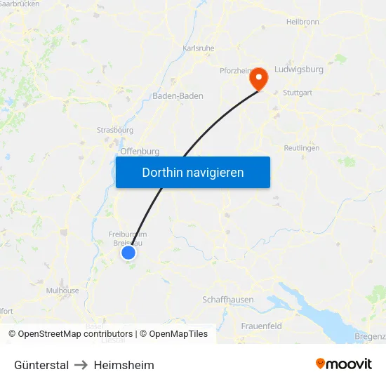 Günterstal to Heimsheim map