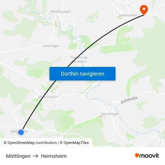 Möttlingen to Heimsheim map