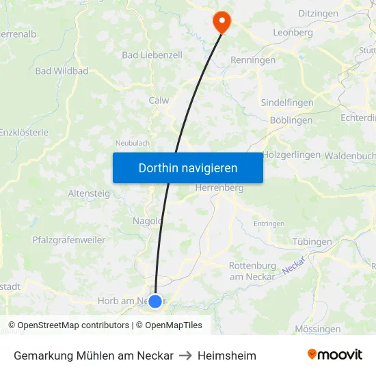 Gemarkung Mühlen am Neckar to Heimsheim map