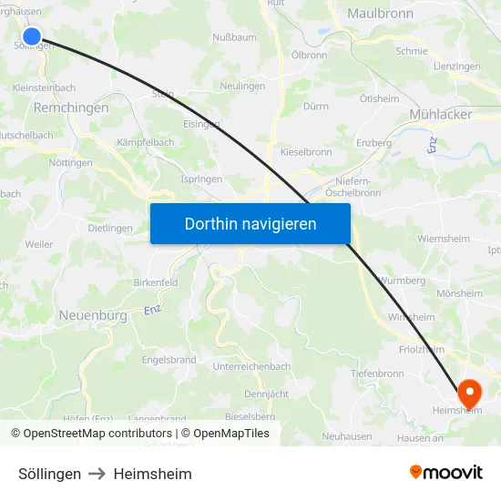 Söllingen to Heimsheim map