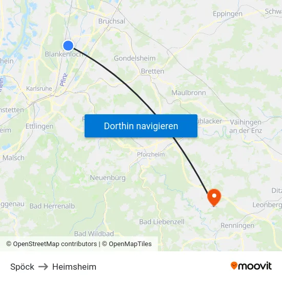 Spöck to Heimsheim map