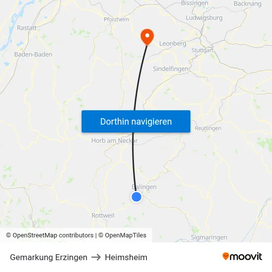 Gemarkung Erzingen to Heimsheim map