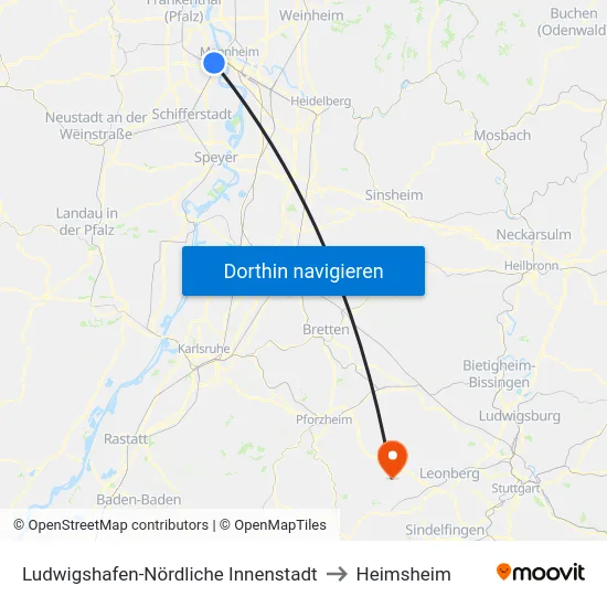 Ludwigshafen-Nördliche Innenstadt to Heimsheim map