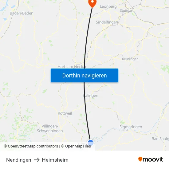 Nendingen to Heimsheim map