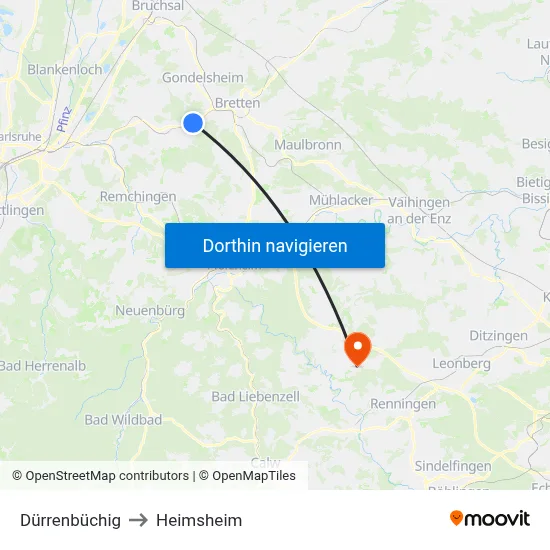 Dürrenbüchig to Heimsheim map