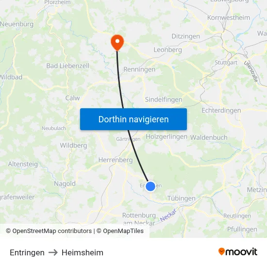 Entringen to Heimsheim map