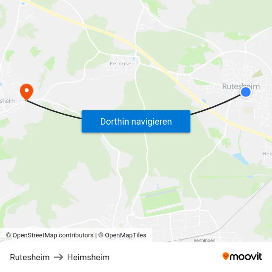 Rutesheim to Heimsheim map