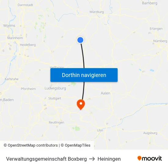 Verwaltungsgemeinschaft Boxberg to Heiningen map