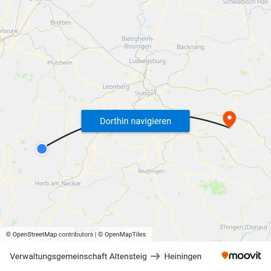 Verwaltungsgemeinschaft Altensteig to Heiningen map