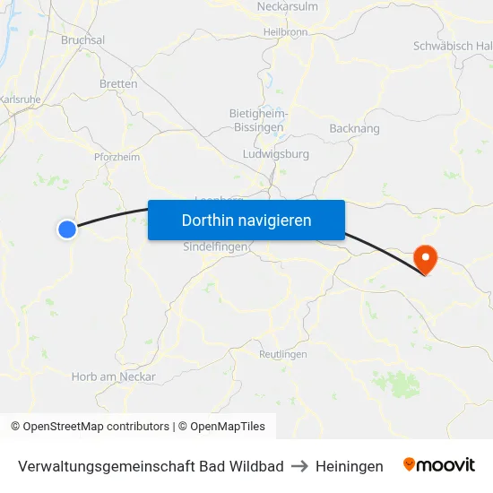 Verwaltungsgemeinschaft Bad Wildbad to Heiningen map