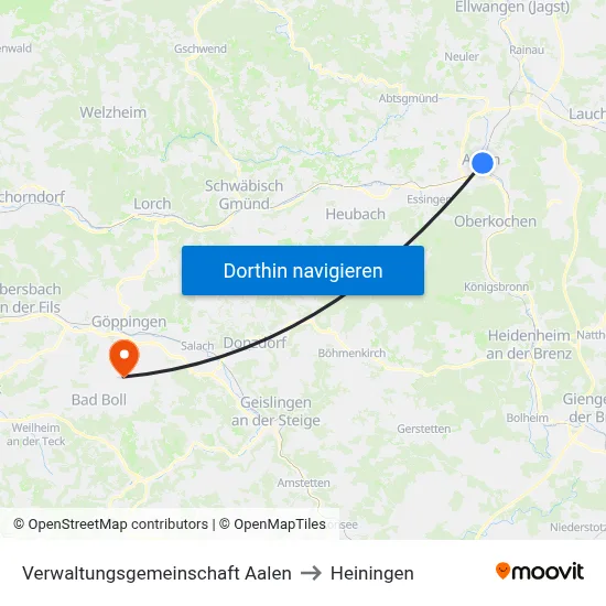Verwaltungsgemeinschaft Aalen to Heiningen map