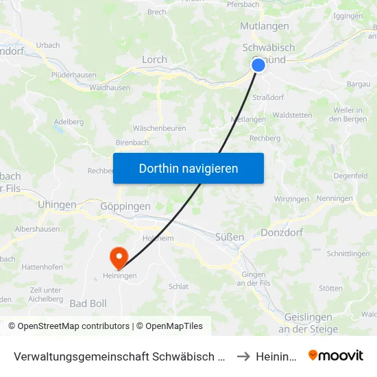 Verwaltungsgemeinschaft Schwäbisch Gmünd to Heiningen map