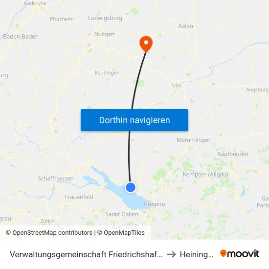 Verwaltungsgemeinschaft Friedrichshafen to Heiningen map