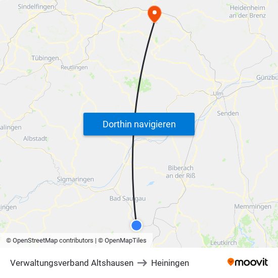 Verwaltungsverband Altshausen to Heiningen map