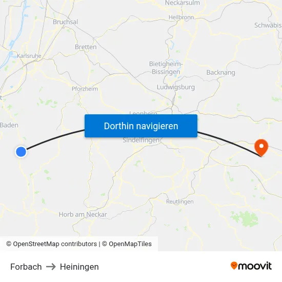 Forbach to Heiningen map