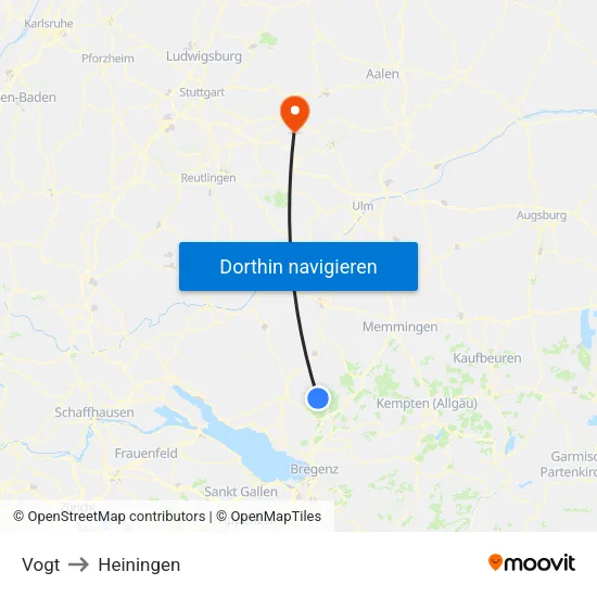 Vogt to Heiningen map