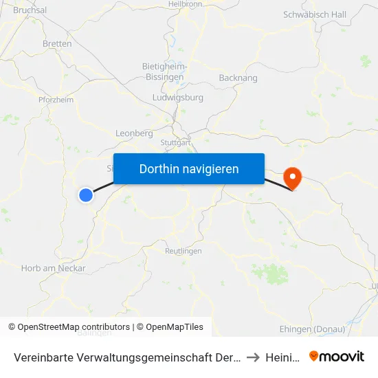 Vereinbarte Verwaltungsgemeinschaft Der Stadt Herrenberg to Heiningen map
