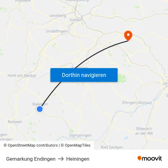Gemarkung Endingen to Heiningen map