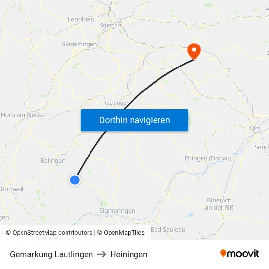 Gemarkung Lautlingen to Heiningen map