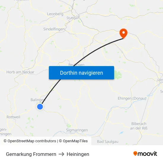 Gemarkung Frommern to Heiningen map