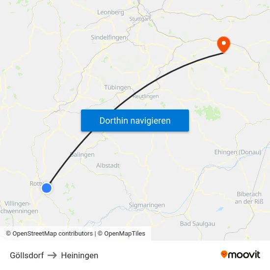 Göllsdorf to Heiningen map