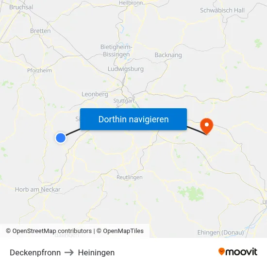 Deckenpfronn to Heiningen map