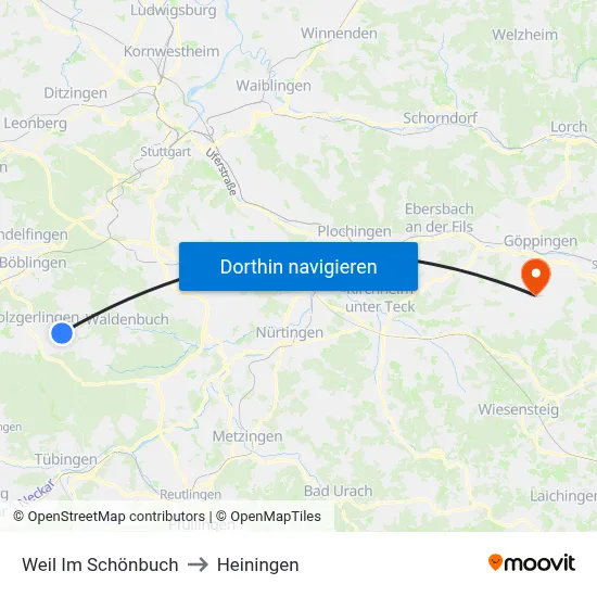 Weil Im Schönbuch to Heiningen map
