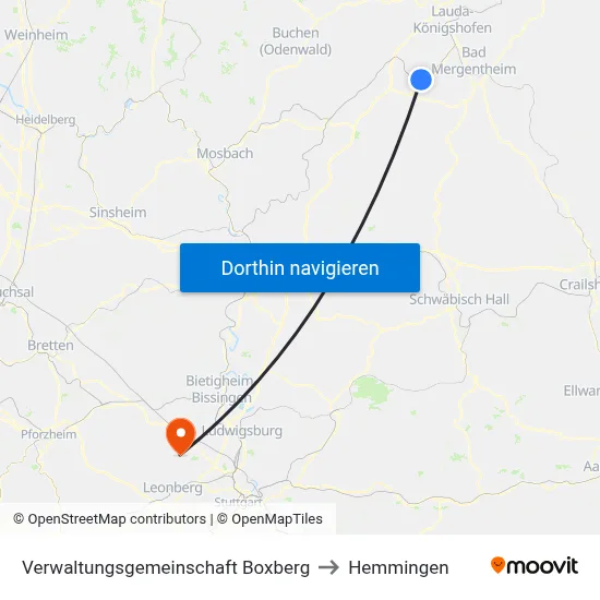 Verwaltungsgemeinschaft Boxberg to Hemmingen map